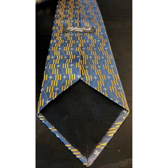 Stefano Conti High End Italian Silk Men's Tie Necktie 58" Silver & Gold NICE - Picture 5 of 8